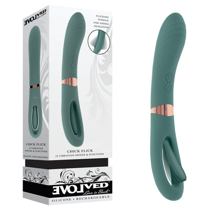 Evolved CHICK FLICK Olive Green USB Rechargeable Vibrator Model 001 for Women - G-Spot and Clitoral Stimulation
