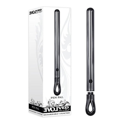 Introducing the Evolved Pen Pal Stainless Steel Slim Metal Vibe - Model X1: The Ultimate Discreet Pleasure Companion for Women, Shower & Bath Time, and On-the-Go Pleasure in Black Chrome - Adult Naughty Store