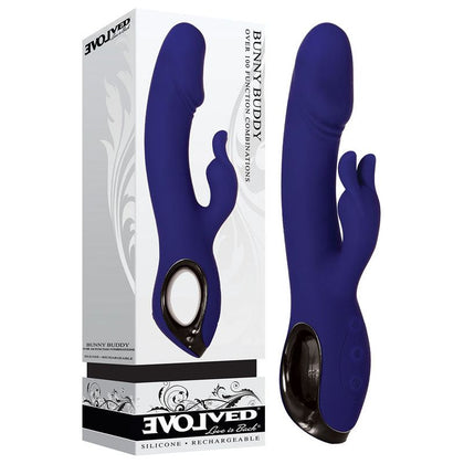 Evolved Bunny Buddy Silicone Vibrator - Model X10 - Dual Stimulation - Clitoral and G-Spot Pleasure - Black