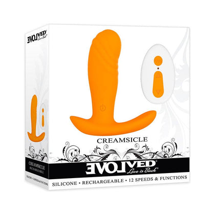 Evolved Creamsicle Silicone Wearable Remote Vibe - Model CR-2001 - Unisex Clitoral and G-Spot Stimulation - Creamsicle Orange