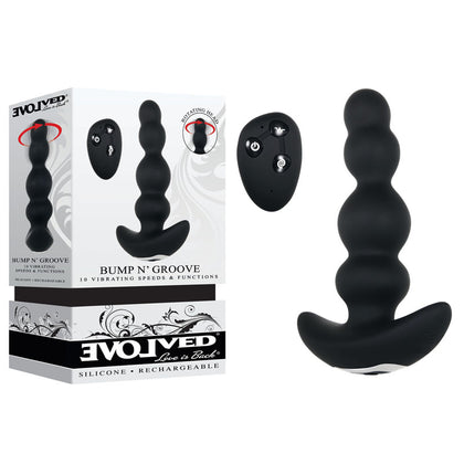 Evolved Bump N Groove Rotating Vibrating Butt Plug Model 102X - Unisex Anal Toy in Black