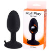 Roll Play Silicone Black Small 8 cm Butt Plug with Internal Ball - Model RP-8S - Unisex Anal Pleasure Toy