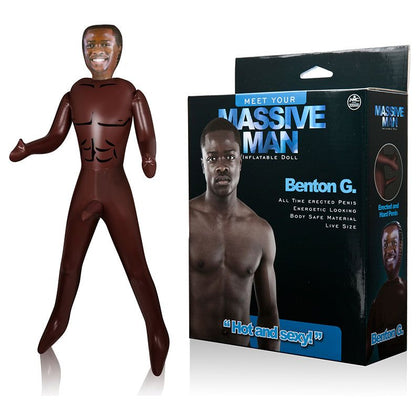 Benton G Pleasure Pro Life-Size Inflatable Male Doll - Ultimate Realistic Experience for Men - Model BG-154 - Intense Pleasure for Him - Full-Body Pleasure - Dark Chocolate Brown