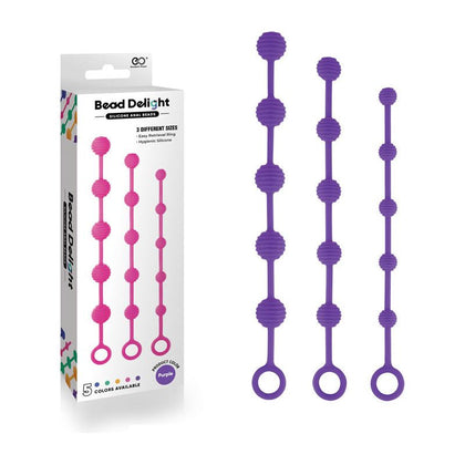 Introducing the Sensual Pleasure Silicone Anal Beads - Model BD-2000 - For Him or Her - Exquisite Purple Delight - Adult Naughty Store