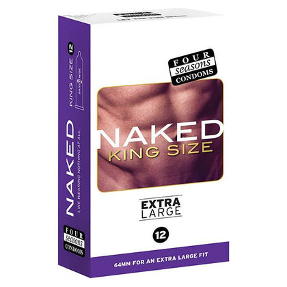 Four Seasons Naked King Size Ultra-Thin Latex Condoms for Men - Pleasure Enhancing, Sensation-Inducing Protection - 64mm Nominal Width - Transparent