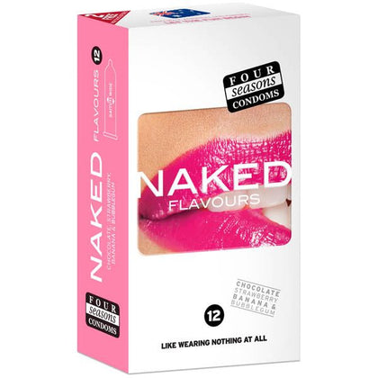 Four Seasons Naked Flavours Chocolate, Strawberry, Banana, and Bubblegum Flavoured Condoms - Sensational Pleasure for All Genders - Exciting Variety Pack - Pleasure Enhancing Protection - Model NFW-54 - Tempting Tastes and Unforgettable Experiences