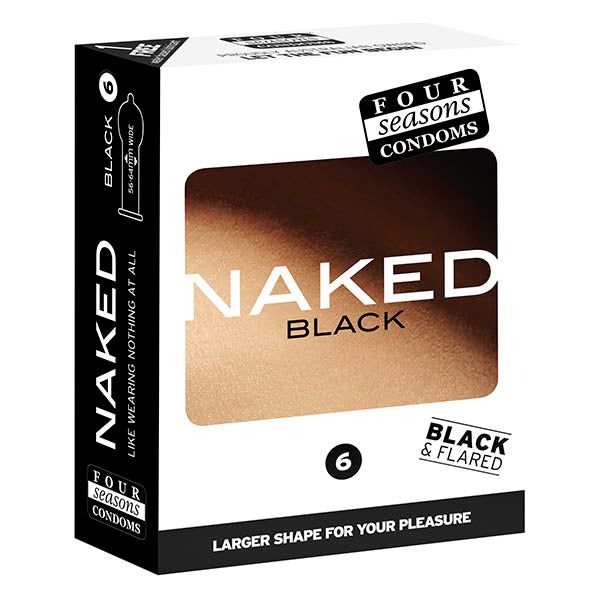 Four Seasons Naked Black Flared Head Large Condoms for Enhanced Comfort and Pleasure - Size: 56-64 mm