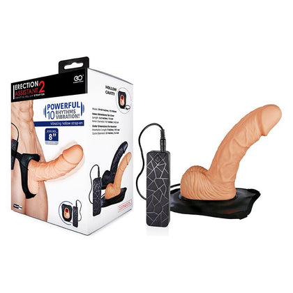 Introducing the PleasurePro Erection Assistant 2 Vibrating Hollow Strap-On - Model EP2-VA-001 - Unisex - Enhances Stimulation - Black