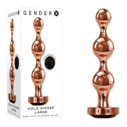 Introducing the Gender X GOLD DIGGER Large Rose Gold Beaded Metal Plug - The Ultimate Sensation Enhancer for Exquisite Pleasure - Adult Naughty Store