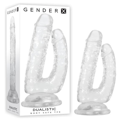 Introducing the Gender X DUALISTIC Clear & Flexible Double-Shafted Dildo - The Ultimate Pleasure Experience!