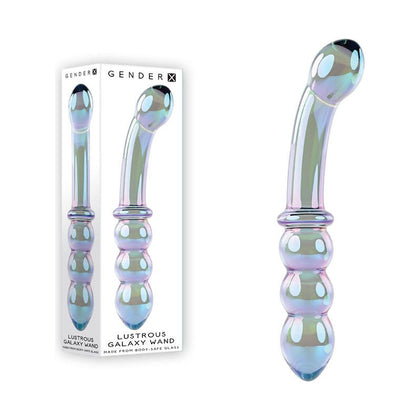 LUSTROUS GALAXY WAND - Dual-Ended Glass Massager for Sensual Pleasure - Model XG-185 - Gender X - Iridescent Blue-Green-Violet - Adult Naughty Store