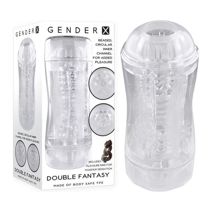 Gender X Transparent Dual-Ended Stroker - Model X1 - Unisex - Beaded Chamber - Clear