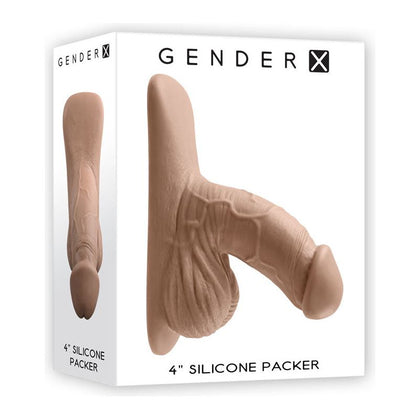 Gender X 4'' SILICONE PACKER MEDIUM - Realistic Textured Silicone Penis Packer for Enhanced Pleasure - Model GX-4M - Gender Neutral - Medium Size - Waterproof - Black