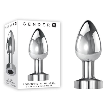 Introducing the Luxe Pleasure Metal Plug XL - Model X7: The Ultimate Unisex Chrome Vibrating Butt Plug for Intense Satisfaction in Silver