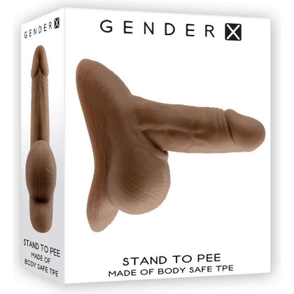 Introducing the Gender X Realistic Stand-To-Pee Funnel - Model X1X, Dark Brown - A Revolutionary Pleasure Device for Authentic Experiences - Adult Naughty Store