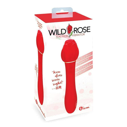 Icon Wild Rose Suction Vibrator Model 0012: Red USB Rechargeable Air Pulse Stimulator & Vibrator for Her G-Spot, Lipstick Red - Adult Naughty Store