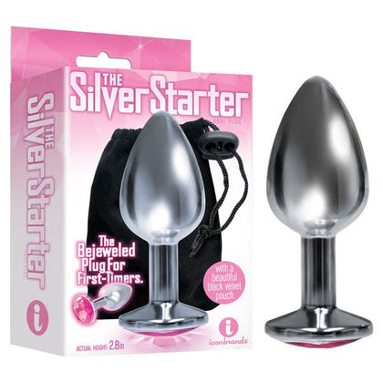 Introducing the Sensual Pleasures Silver Starter - Model SS-001: A Luxurious Jeweled Anal Plug for Exquisite Pleasure