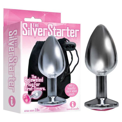 Introducing the Sensual Pleasures Silver Starter - Model SS-001: A Luxurious Jeweled Anal Plug for Exquisite Pleasure - Adult Naughty Store