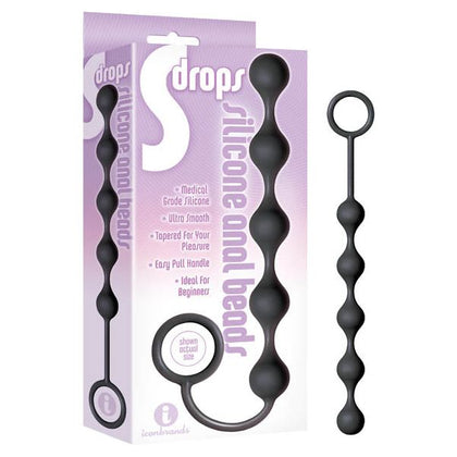 S-Drops Sensation Silicone Anal Beads - Model X1 | Unleash Pleasure with Intense Anal Stimulation | Designed for All Genders | Ultimate Backdoor Bliss | Sultry Midnight Black