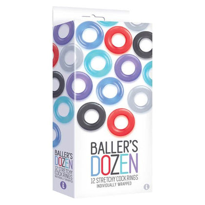 Baller's Dozen Super-Stretchy TPR Cock Rings - Model 12X - Male - Enhance Erection, Last Longer - Ultra-Cool Colors - Adult Naughty Store