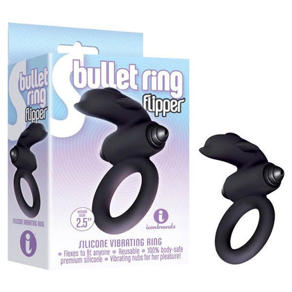 Introducing the SensaPleasure S-Bullet Ring - Flipper: The Ultimate Couples' Vibrating Silicone Ring for Maximum Clitoral Stimulation in Black