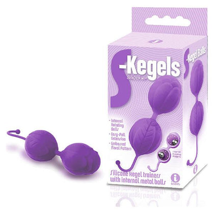 Introducing the Sensual Pleasure Co. S-Kegals Silicone Kegel Trainers with Internal Rotating Weights - Model SK-2001 - Women's Pelvic Muscle Strengthening Toy - Delightful Floral Pattern - Rose Gold