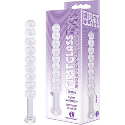 The 9's First Glass Thins, Spherical Anal Beads - Model FGT-17.8 - Unisex - Internal and External Stimulation - Clear