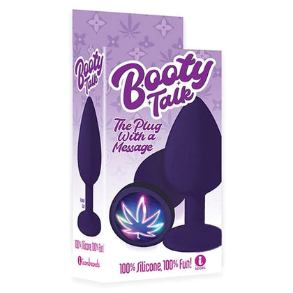 Introducing the Icon's Booty Talk The 9's Silicone Butt Plug - Model: Booty Talk Neon Leaf Purple for Him and Her - Anal Pleasure in Vibrant Purple - Adult Naughty Store