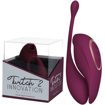 Shots Twitch 2 Clitoral Stimulator and Insertable Egg - Model: Twitch 2 - Unisex - External and Internal Pleasure - Burgundy