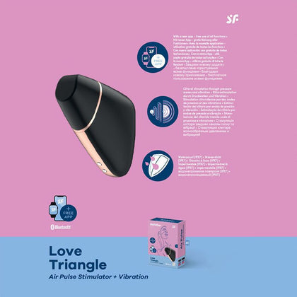 Satisfyer Love Triangle Pro 2: Dual Stimulation Clitoral Vibrator for Women - Intense Pleasure in a Discreet Design (Black)
