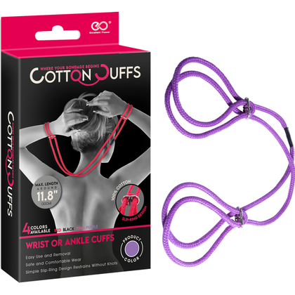 Cotton On Bondage Cuffs - Purple, Model CUFF-30, Unisex, Sensual Pleasure Accessories