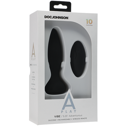 A-Play Vibe Adventurous Rechargeable Silicone Anal Plug With Remote - Model AV-100 - Unisex - Intense Pleasure - Black