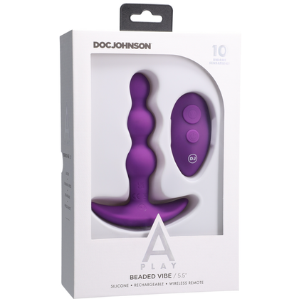 Introducing the Sensual Pleasure Collection: Beaded Vibe - Rechargeable Silicone Anal Plug With Remote - Model BV-420 - For Him or Her - Exquisite Anal Stimulation - Deep Purple Delight