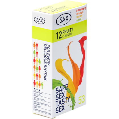 Sax Fruity 12's - Pleasure-Packed Condoms for a Flavorful Experience