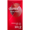 Durex Thin Feel Latex Condoms 10's + 2 Free - Ultra Thin, Comfortable, and Secure Protection for Enhanced Sensitivity - Transparent, Teat-Ended, Dermatologically Tested - Pack of 12