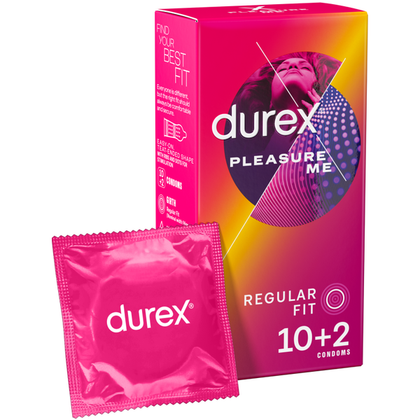 Durex Pleasure Me Latex Condoms 10's + 2 Free | Ribbed and Dotted Texture | Enhanced Stimulation | Comfortable Fit | Transparent | Dermatologically Tested | Electronically Tested | No.1 Condo - Adult Naughty Store