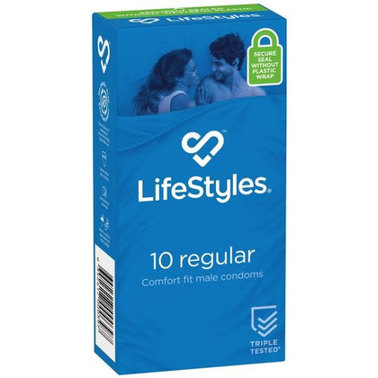 Regular 10's Latex Condoms - Easy-Fit Shape for Extra Comfort - Flared 54mm - Natural Color - Smooth Texture - Lubricated - Non-Spermicidal