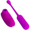 Introducing the SensaTec 2-in-1 Curupira Vibrating Egg and Sucking Clitoral Stimulator - Model V12, Purple - Adult Naughty Store