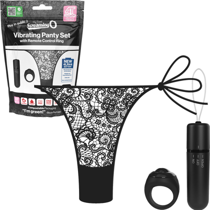 Introducing the SensaPleasure Vibrating Panty Set with Remote Ring 4T High Pitch Treble - The Ultimate Pleasure Experience for Couples (Black)