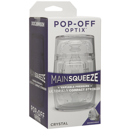 Main Squeeze Optix Clear Transparent Compact Stroker - Model MS-200 - Male Masturbation Toy for Visual Stimulation and Ultimate Control - Dual-Ended Design - Phthalate-Free - Clear