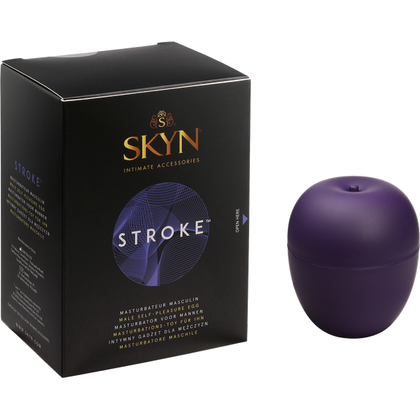 SKYN Stroke Male Masturbation Device - Ribbed Texture, Super Stretchy Material, Compact & Portable, Egg-Shaped Case - Model STK-200 - Pleasure for Him - Intense Stimulation - Black