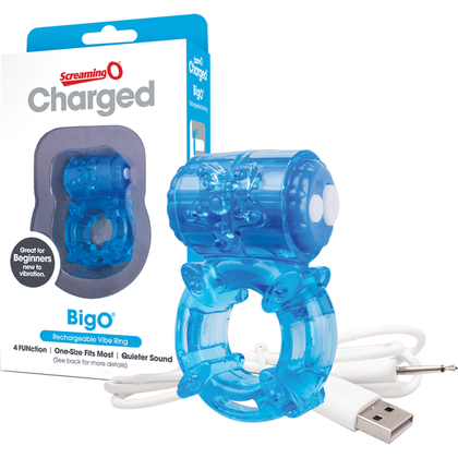 Charged BigO Blue Rechargeable Vibrating Cock Ring for Mutual Pleasure