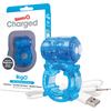 Charged BigO Blue Rechargeable Vibrating Cock Ring for Mutual Pleasure - Adult Naughty Store