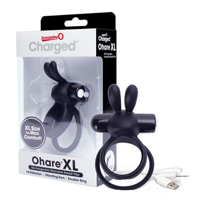 Charged® Ohare® XL Rechargeable Double Cock Ring - Model X4R - Intense Clitoral Stimulation - Black - Adult Naughty Store