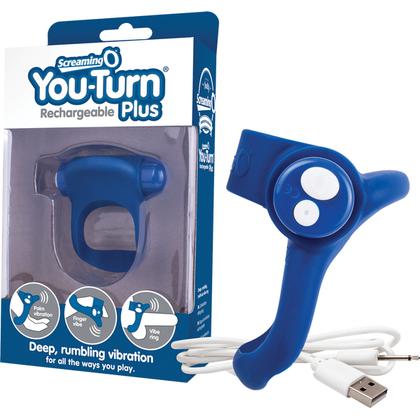 Charged You-Turn Plus Rechargeable Vibrating Cock Ring - Model YTP-500 - For Mutual Pleasure - Deep Rumbling Vibration - Black - Adult Naughty Store