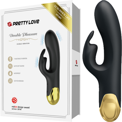 Introducing the SensaPleasure Double Pleasure (Black) - 7 Function Vibrating Silicone Rechargeable Sex Toy