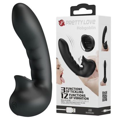 Hobgoblin Black Silicone Rechargeable Vibrating Finger Sleeve - Model HOB-001 - For Enhanced Clitoral Stimulation and Sensual Pleasure