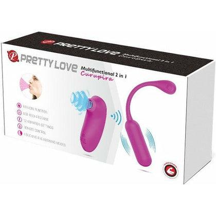 Introducing the SensaTec 2-in-1 Curupira Vibrating Egg and Sucking Clitoral Stimulator - Model V12, Purple - Adult Naughty Store