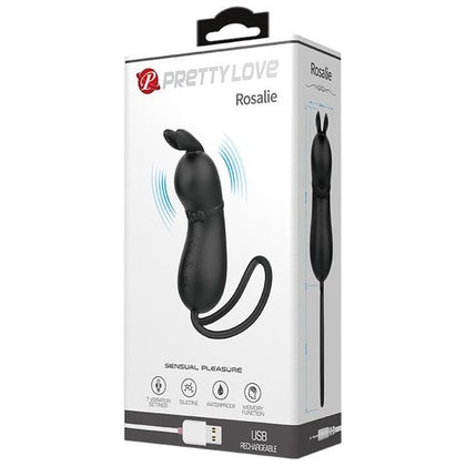 Introducing the Luxe Pleasure Rechargeable Rosalie Black Mini Rabbit Bullet Vibrator - Model RRB-7. Designed for exquisite pleasure, this sophisticated silicone toy offers a multitude of sensations to enhance your intimate moments.