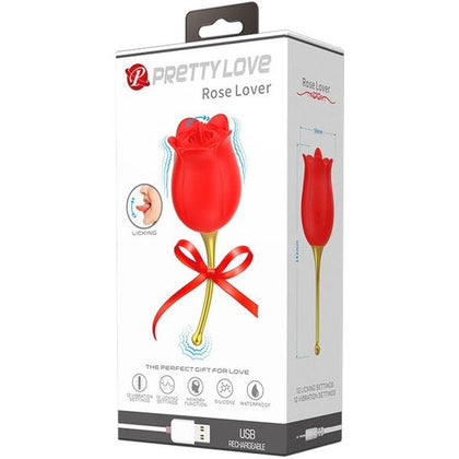 Introducing the Pretty Love Rose Lover Rechargeable Tongue Licking Rose Vibrator (Red) - Model RL-001: A Sensational Female Intimate Pleasure Device